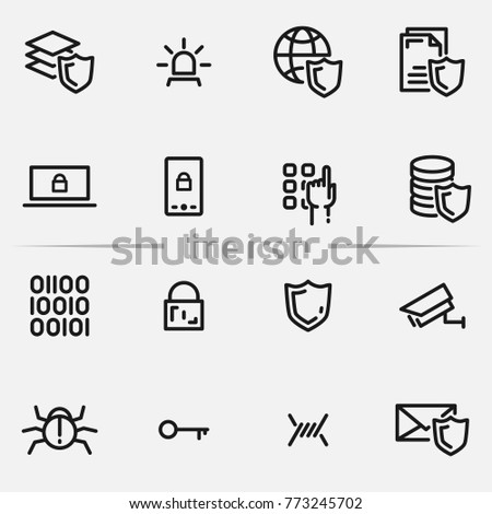 Set of secure vector thin line icons.