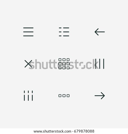 hamburger menu thin line icons set