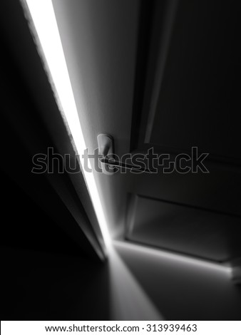 Open door and light behind it