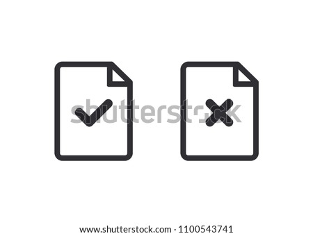 Document icon. Paper icon. Check mark. Symbols YES and NO. Reject file. Accept document. Correctly. Incorrect. Unaccepted document. File fixes. Tasks. Options. Worksheet. Task done. Project completed.