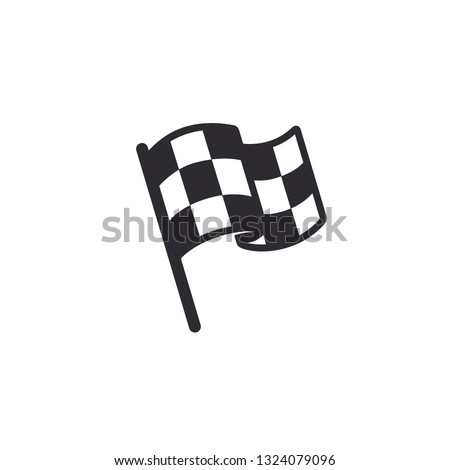 Flag icon. Racing sign. Checkered racing flag. Chequered racing flag on flagstaff. Black and white flag. Vector illustration. Finish, start mark. Racing symbol. Competition symbol. Game icon.