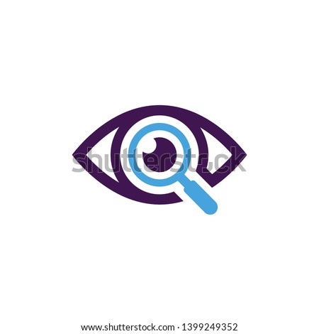 Eye icon. View icon. Vector illustration of human eye. Logo template. Spy sign. Magnifier icon. Reading-glass. Oculist, ophthalmologist. Medical clinic logo. Eye logo. Stock fotó © 