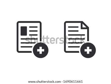 Medical card. Medical insurance. Medical record. Medical diagnosis. Add file. Profile icon. Document icon. Paper icon. Personal document.  Doctor id. Office documents. Sick leave. Survey. Worksheet.