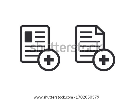 Medical card. Medical insurance. Record. Medical diagnosis. Add file. Profile icon. Document icon. Paper icon. Personal document. Identification card. Id card. Notes. Medical survey. Sick leave.
