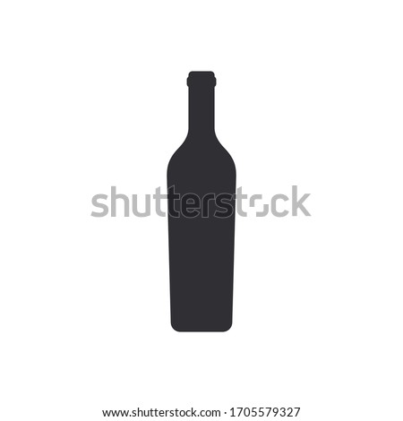 Silhouette wine bottle. Vine bottle. Silhouette сhampagne bottle. Vector icon. Stencil of wine bottle. Jar icon. Glass container. Logo template. Flask template.

