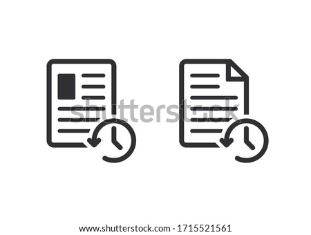 Profile history. Document history. Profile icon. Document icon. Paper icon. History icon. History line. Vector timer. Countdown time. Clock sign. Survey. Check Mark sign. Worksheet sign. Data 