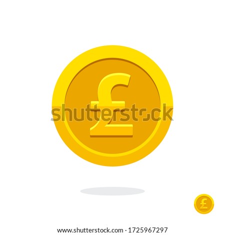 Pound sign. Coin icon. English currency pound. Vector money symbol. Bank payment symbol. Golden coin. Golden pound. Finance symbol. Currency symbol. Currency exchange. Pound money. Cash icon.
