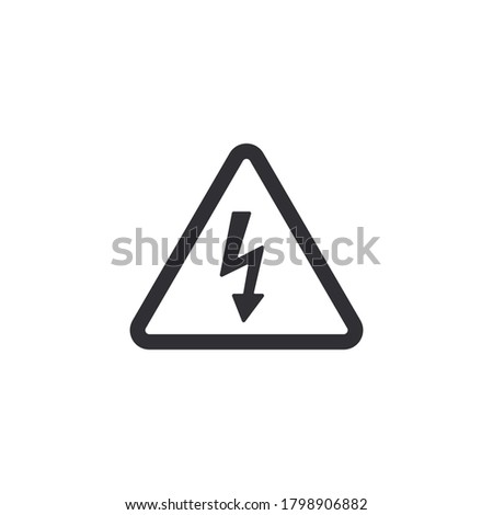 Danger warning icon. Risk sign. Sign of lightning. Electricity icon. Over voltage. Transformer pictogram. Alert sign. Danger sign. Electrical safety. High voltage. Charging icon. Thunderbolt. 