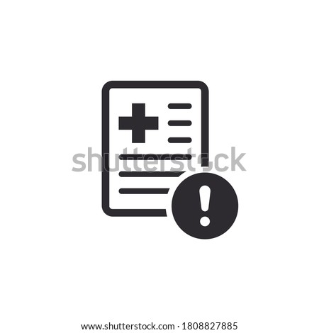 Exclamation point. Personal document. Profile icon. Id card. Medical card. Medical insurance. Medical record. Health document. Medicine chest. Identification card. Doctor id. Profile icon. Sick leave.