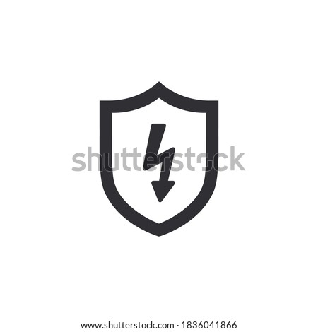 Shield icon. Security icon. Electricity protection. Lightning icon. High voltage. Electrical safety. Protection against electric shock. Safety system. Protection icon. Thunderbolt sign. Charging.