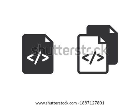 Document icon. Code icon. Office document. Programming code vector. Prepare document. Development file. Program code. Big data processing. Software development and programming. Copy document. Coding 