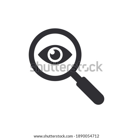 Eye icon. View icon. Sneak peek. Spying, spy, watch. Magnifying glass. Search icon. Finding solution. Safe search. Human eye. Logo template. Spy sign. Magnifier icon. Oculist, ophthalmologist. Observe