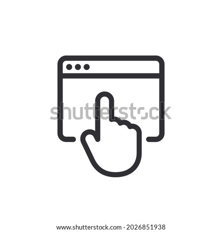 Web page. Online icon. Internet icon. Web sign. Browser icon. Swipe icon. Web site. Search page. Homepage. Start page. Global network. Web pointer. Link button. Hand mouse cursor. Forefinger. Cursor Photo stock © 