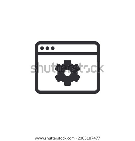 Web page. Internet icon. Web sign. Browser icon. Vector Internet symbol. Web site. Web development. Search page. Homepage. Start page. Software programming. Global network. Settings icon. Options icon
