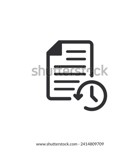 File history. Document history. Profile icon. Document icon. Paper icon. History icon. History line. Recover file. Countdown time. Clock sign. Survey. Application form. Worksheet sign. Database
