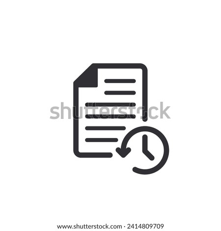 File history. Document history. Profile icon. Document icon. Update icon. History icon. History line. Recover file. Countdown time. Clock sign. Survey. Application form. Worksheet sign. Database. Time