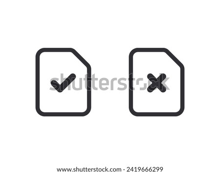 Document icon. Paper icon. Check mark. Symbols YES and NO. Reject file. Accept document. Correctly. Incorrect. Unaccepted document. File fixes. Tasks. Options. Worksheet. Task done. Project completed.