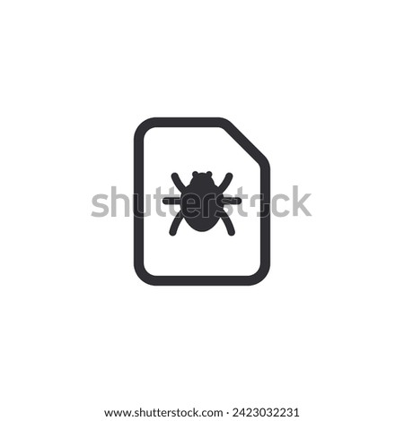 Document icon. Prepare document. Personal document. File icon. File sharing. Office documents. Bug icon. Spider pictogram. Safety system. Virus protection. File error. Bug file. Infected document. web