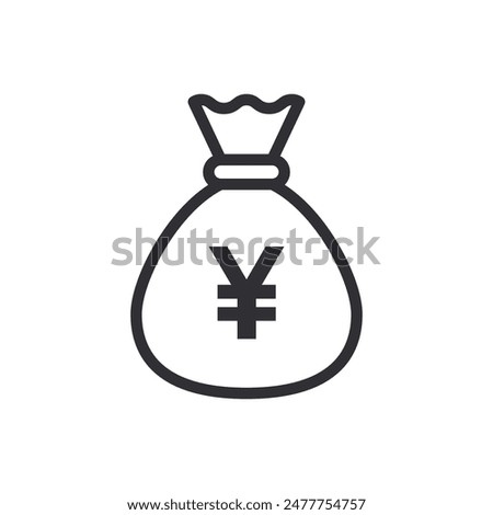 Money bag with Yuan icon. Money bag icon. Income growth. Business and finance. Yen sign. Cash icon. Money icon. Cash back. Investment. Cartoon money bag. Bag of coins. Financial savings. Payment 