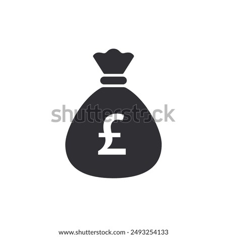 Money bag with pound icon. Money bag icon. Income growth. Business and finance. Pound sign. Cash icon. Money icon. Cash back. Investment. Cartoon money bag. Bag of coins. Financial savings. Payment 