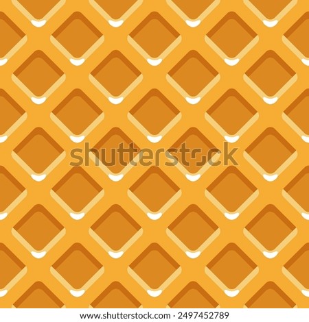 Wafer seamless background. Waffles pattern. Texture of sweet and delicious food. Vector waffle Background. Ice cream waffle cup. Vector illustration. Food pattern. Seamless backdrop. Square pattern.