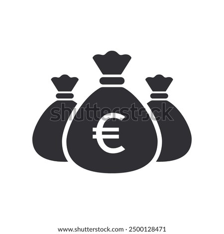 Money bag with euro icon. Money bag icon. Income growth. Business and finance. Euro coin. Cash icon. Money icon. Cash back. Investment. Cartoon money bag. Bag of coins. Financial savings. Payment. 