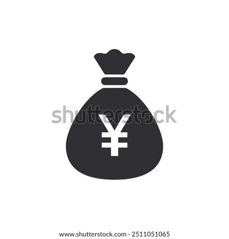 Money bag with Yuan icon. Money bag icon. Income growth. Business and finance. Yen sign. Cash icon. Money icon. Cash back. Investment. Cartoon money bag. Bag of coins. Financial savings. Payment 