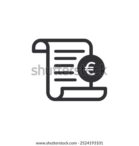 Payment symbol. Euro sign. Billing. Invoice sign. Cashier. Price icon. Checkout receipt. Pay icon. Money sign. Finance symbol. Euro sign. Cash back. Investment. Financial savings. Exchange. Bill 