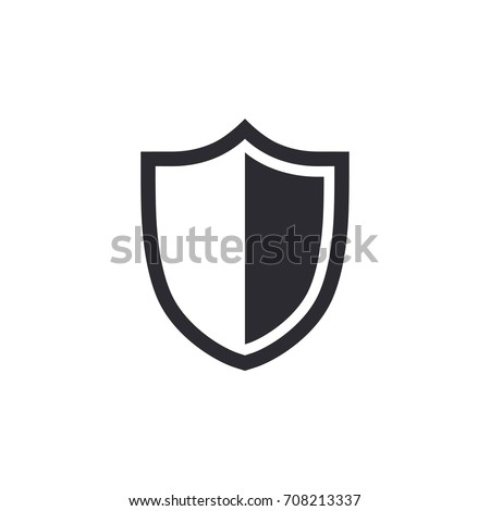 Shield icon. Security vector icon. Protection icon. Shield vector icon. Safety system. Protection activated. Active safety. Logo template. Virus protection. Guard badge. Metal shield. Guard symbol.