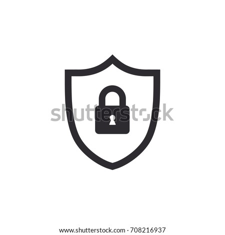 Shield icon. Security icon. Shield with lock. Protection icon. Secure access. Password protection. Safety system. Lock icon. Protection activated. Active safety. Guard badge. Padlock sign.