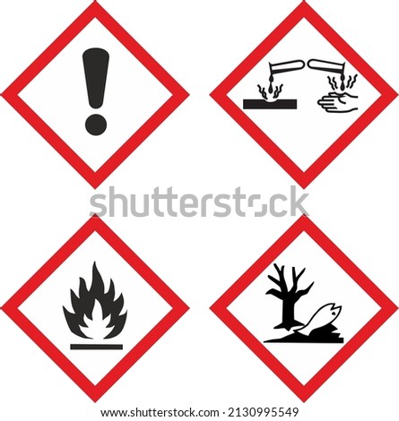 ICONS, CLP SIGNS CORROSIVE DANGER AQUATIC CAUTION FLAMMABLE