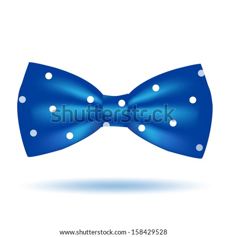 Vector Blue Bow Tie Icon In Polka Dot Isolated On White Background ...