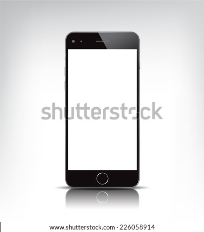 vector black realistic phone with empty screen isolated