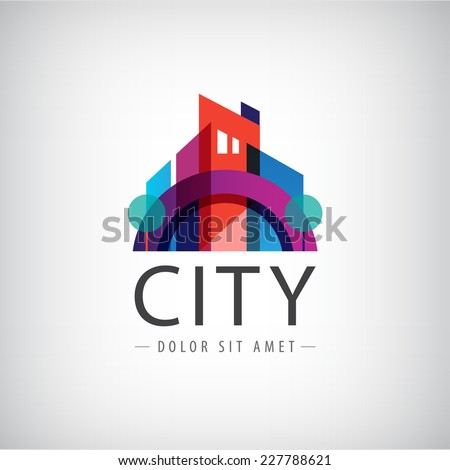 vector abstract colorful city, building composition sign, icon, logo isolated