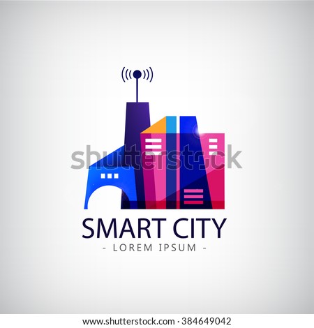 Vector smart city, real estate logo. business smart city concept .business communication.city life.