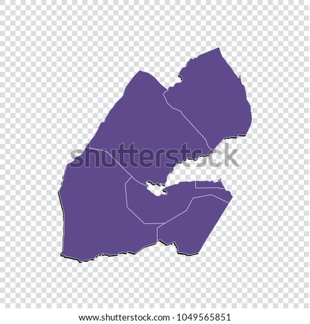 Djibouti map - High detailed purple map of Djibouti. Djibouti map isolated on transparent background.