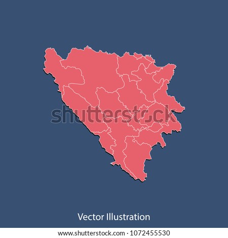 Bosnia Herzegovina Cantons map - High detailed color map of Bosnia Herzegovina Cantons. Multi colored country map in geometric style for your infographic