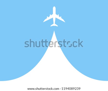 Vector background of a white airplane that up into the sky is flying travel with airplane. with copy space