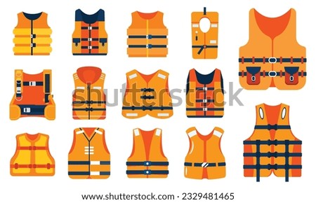 set of life jacket isolated on white background