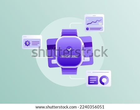 Smart Watch Payment Bank App Vector Design