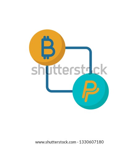 bitcoin to paypal icon vector design flat style