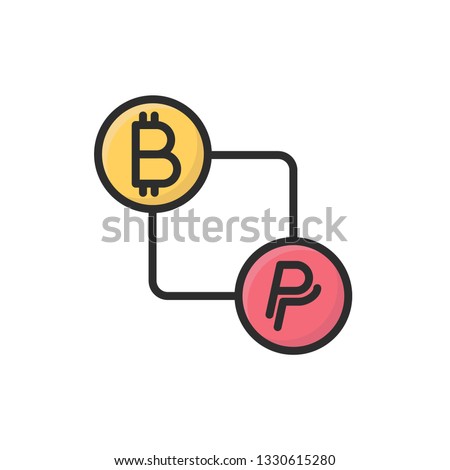 bitcoin vs paypal icon. cryptocurrency icon flat design