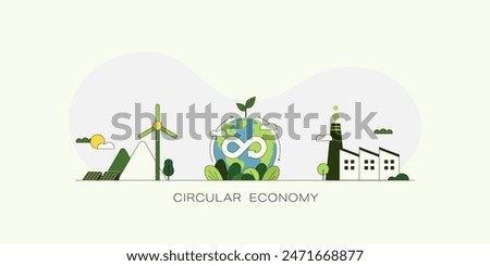 Circular Economy.The concept of future growth business and environment sustainable devellopment. Vector illustration.