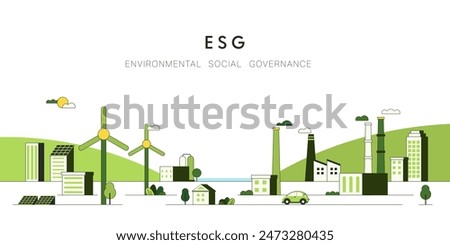 Sustainable of Green ecology and environment concept. ESG as environmental, social and governance concept. Flat Vector illustration.