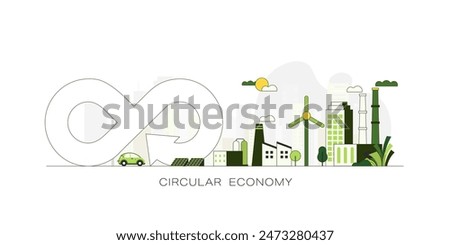 Circular Economy. The concept of Green business, ecology and environment sustainable devellopment. Vector illustration.