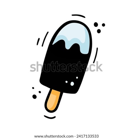 Ice cream illustration. Hand drawn Ice cream. Fast food illustration in doodle style. Sketch of Ice cream. Colorful Ice cream drawn with felt tip pen. Vector illustration