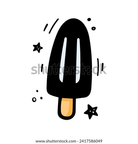 Ice cream illustration. Hand drawn Ice cream. Fast food illustration in doodle style. Sketch of Ice cream. Colorful Ice cream drawn with felt tip pen. Vector illustration