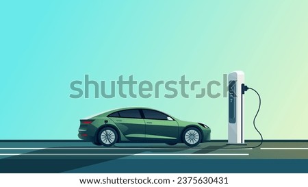 Electric EV car charging battery on background. Concept of protecting the environment, loving the earth, Save for the world. Ready to apply to your design. Vector illustration.