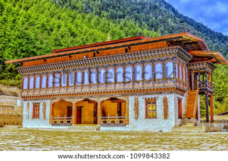 One of church in Lhakang Karbo (White Temple) , Haa valley , Paro ,Bhutan Zdjęcia stock © 