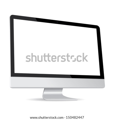 computer screen side display isolated on white background